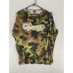 Vtg Quiksilver Camouflage AOP Long Sleeve Shirt Mens XL Grunge Y2K Made In USA